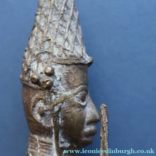 Load image into Gallery viewer, AFRICAN Benin Bronze, NIGERIA. Figurine / Sculpture of a Warrior Holding a Spear. 11 3/4 inches
