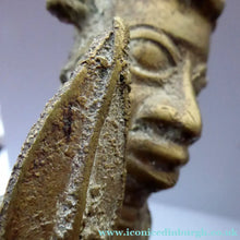 Load image into Gallery viewer, AFRICAN Benin Bronze, NIGERIA. Figurine / Sculpture of a Warrior Holding a Spear. 11 3/4 inches
