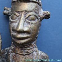 Load image into Gallery viewer, AFRICAN Benin Bronze, NIGERIA. Figurine / Sculpture of a Warrior Holding a Spear. 11 3/4 inches

