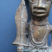 Load image into Gallery viewer, AFRICAN Benin Bronze, NIGERIA. Figurine / Sculpture of a Warrior Holding a Spear. 11 3/4 inches
