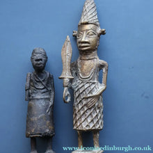 Load image into Gallery viewer, AFRICAN Benin Bronze, NIGERIA. Figurine / Sculpture of a Warrior Holding a Spear. 11 3/4 inches
