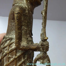 Load image into Gallery viewer, AFRICAN Benin Bronze, NIGERIA. Figurine / Sculpture of a Warrior Holding a Spear. 11 3/4 inches
