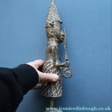 Load image into Gallery viewer, AFRICAN Benin Bronze, NIGERIA. Figurine / Sculpture of a Warrior Holding a Spear. 11 3/4 inches
