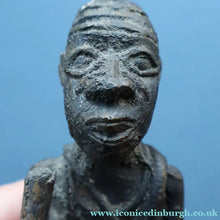 Load image into Gallery viewer, AFRICAN Benin Bronze, NIGERIA. Figurine / Sculpture of a Woman Holding a Stick to Grind Grain.  8 1/4 inches
