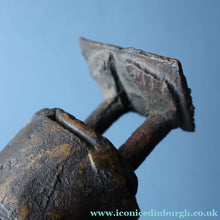 Load image into Gallery viewer, AFRICAN Benin Bronze, NIGERIA. Figurine / Sculpture of a Woman Holding a Stick to Grind Grain.  8 1/4 inches
