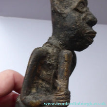 Load image into Gallery viewer, AFRICAN Benin Bronze, NIGERIA. Figurine / Sculpture of a Woman Holding a Stick to Grind Grain.  8 1/4 inches
