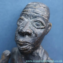 Load image into Gallery viewer, AFRICAN Benin Bronze, NIGERIA. Figurine / Sculpture of a Woman Holding a Stick to Grind Grain.  8 1/4 inches
