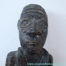 Load image into Gallery viewer, AFRICAN Benin Bronze, NIGERIA. Figurine / Sculpture of a Woman Holding a Stick to Grind Grain.  8 1/4 inches
