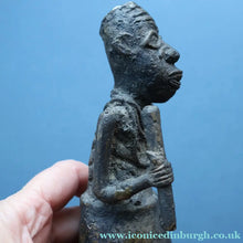 Load image into Gallery viewer, AFRICAN Benin Bronze, NIGERIA. Figurine / Sculpture of a Woman Holding a Stick to Grind Grain.  8 1/4 inches
