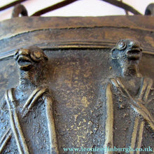 Load image into Gallery viewer, Antique Benin Nigeria Bronze Ovoid Metal Pouch or Bag. Figures and Snakes
