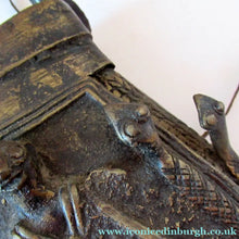Load image into Gallery viewer, Antique Benin Nigeria Bronze Ovoid Metal Pouch or Bag. Figures and Snakes

