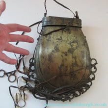Load image into Gallery viewer, Antique Benin Nigeria Bronze Ovoid Metal Pouch or Bag. Figures and Snakes
