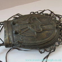 Load image into Gallery viewer, Antique Benin Nigeria Bronze Ovoid Metal Pouch or Bag. Figures and Snakes
