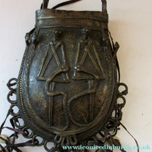 Load image into Gallery viewer, Antique Benin Nigeria Bronze Ovoid Metal Pouch or Bag. Figures and Snakes
