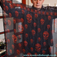 Load image into Gallery viewer, LARGE Genuine  "As New" ALEXANDER MCQUEEN "Red Skulls" Pattern Silk Scarf
