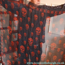 Load image into Gallery viewer, LARGE Genuine  "As New" ALEXANDER MCQUEEN "Red Skulls" Pattern Silk Scarf
