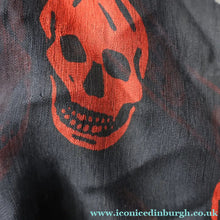 Load image into Gallery viewer, LARGE Genuine  "As New" ALEXANDER MCQUEEN "Red Skulls" Pattern Silk Scarf
