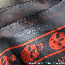 Load image into Gallery viewer, LARGE Genuine  "As New" ALEXANDER MCQUEEN "Red Skulls" Pattern Silk Scarf

