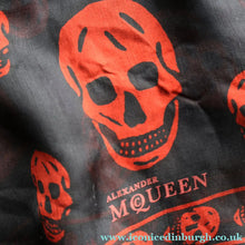 Load image into Gallery viewer, LARGE Genuine  "As New" ALEXANDER MCQUEEN "Red Skulls" Pattern Silk Scarf
