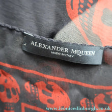 Load image into Gallery viewer, LARGE Genuine  "As New" ALEXANDER MCQUEEN "Red Skulls" Pattern Silk Scarf

