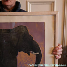 Load image into Gallery viewer, AMERICAN ART. Robert Rivers: Large 1990s Colour Etching Entitled "Elephant in Purple Garden". FRAMED
