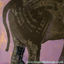 Load image into Gallery viewer, AMERICAN ART. Robert Rivers: Large 1999 Limited Edition Etching Printed in Colour Using Three Plates.  Entitled "Elephant in Purple Garden". FRAMED
