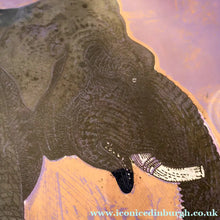 Load image into Gallery viewer, AMERICAN ART. Robert Rivers: Large 1999 Limited Edition Etching Printed in Colour Using Three Plates.  Entitled "Elephant in Purple Garden". FRAMED
