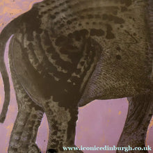 Load image into Gallery viewer, AMERICAN ART. Robert Rivers: Large 1999 Limited Edition Etching Printed in Colour Using Three Plates.  Entitled "Elephant in Purple Garden". FRAMED
