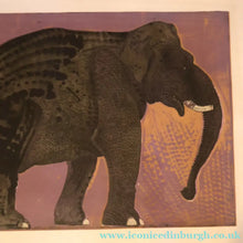 Load image into Gallery viewer, AMERICAN ART. Robert Rivers: Large 1999 Limited Edition Etching Printed in Colour Using Three Plates.  Entitled "Elephant in Purple Garden". FRAMED
