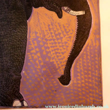 Load image into Gallery viewer, AMERICAN ART. Robert Rivers: Large 1990s Colour Etching Entitled "Elephant in Purple Garden". FRAMED
