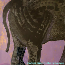 Load image into Gallery viewer, AMERICAN ART. Robert Rivers: Large 1999 Limited Edition Etching Printed in Colour Using Three Plates.  Entitled "Elephant in Purple Garden". FRAMED
