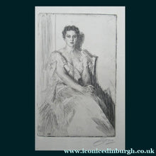 Load image into Gallery viewer, Anders Zorn (1860 - 1920). Rare Original Etching of Mrs Cleveland II (1899). Pencil Signed
