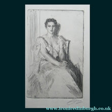 Load image into Gallery viewer, Anders Zorn (1860 - 1920). Rare Original Etching of Mrs Cleveland II (1899). Pencil Signed
