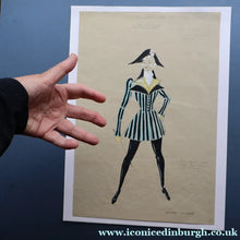Load image into Gallery viewer, 1950s Costume Study. Watercolour and Pencil Drawing by Anthony Holland (1912 - 2001) for ’Goldilocks and the Three
