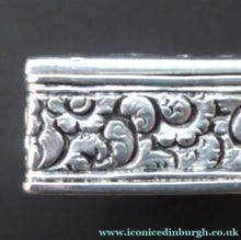 Load image into Gallery viewer, ANTIQUE 1870s Indian Chased Silver Oblong Snuff Box. TRICHINOPOLY.
