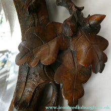 Load image into Gallery viewer, Antique 1880s BLACK FOREST WALL MIRROR Decorated with Oak Leaves and Acorns
