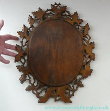 Load image into Gallery viewer, Antique 1880s BLACK FOREST WALL MIRROR Decorated with Oak Leaves and Acorns
