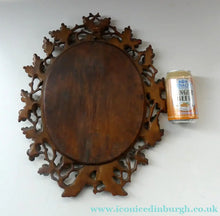 Load image into Gallery viewer, Antique 1880s BLACK FOREST WALL MIRROR Decorated with Oak Leaves and Acorns
