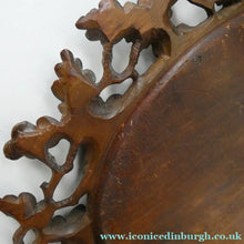 Load image into Gallery viewer, Antique 1880s BLACK FOREST WALL MIRROR Decorated with Oak Leaves and Acorns
