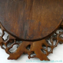 Load image into Gallery viewer, Antique 1880s BLACK FOREST WALL MIRROR Decorated with Oak Leaves and Acorns
