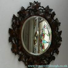 Load image into Gallery viewer, Antique 1880s BLACK FOREST WALL MIRROR Decorated with Oak Leaves and Acorns
