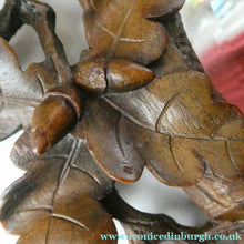 Load image into Gallery viewer, Antique 1880s BLACK FOREST WALL MIRROR Decorated with Oak Leaves and Acorns
