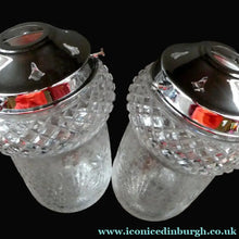 Load image into Gallery viewer, Antique 1920s Clear Cut Glass and Chrome Acorn Shape Single Hanging Light Shade
