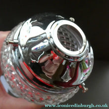 Load image into Gallery viewer, Antique 1920s Clear Cut Glass and Chrome Acorn Shape Single Hanging Light Shade
