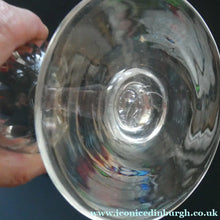 Load image into Gallery viewer, Set of FOUR Antique Cordial Glasses. Each with Etched Greek Key Pattern and Sliced Facets
