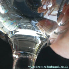 Load image into Gallery viewer, Set of FOUR Antique Cordial Glasses. Each with Etched Greek Key Pattern and Sliced Facets
