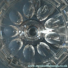 Load image into Gallery viewer, Set of FOUR Antique Cordial Glasses. Each with Etched Greek Key Pattern and Sliced Facets
