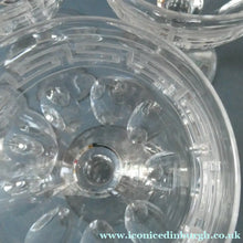 Load image into Gallery viewer, Set of FOUR Antique Cordial Glasses. Each with Etched Greek Key Pattern and Sliced Facets
