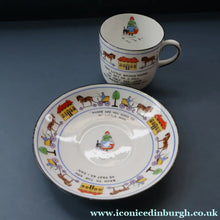 Load image into Gallery viewer, Antique 1920s Nursery Cup and Saucer. Attractive "Noah's Ark" Pattern by New Chelsea

