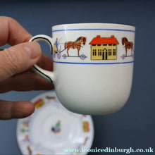 Load image into Gallery viewer, Antique 1920s Nursery Cup and Saucer. Attractive "Noah's Ark" Pattern by New Chelsea

